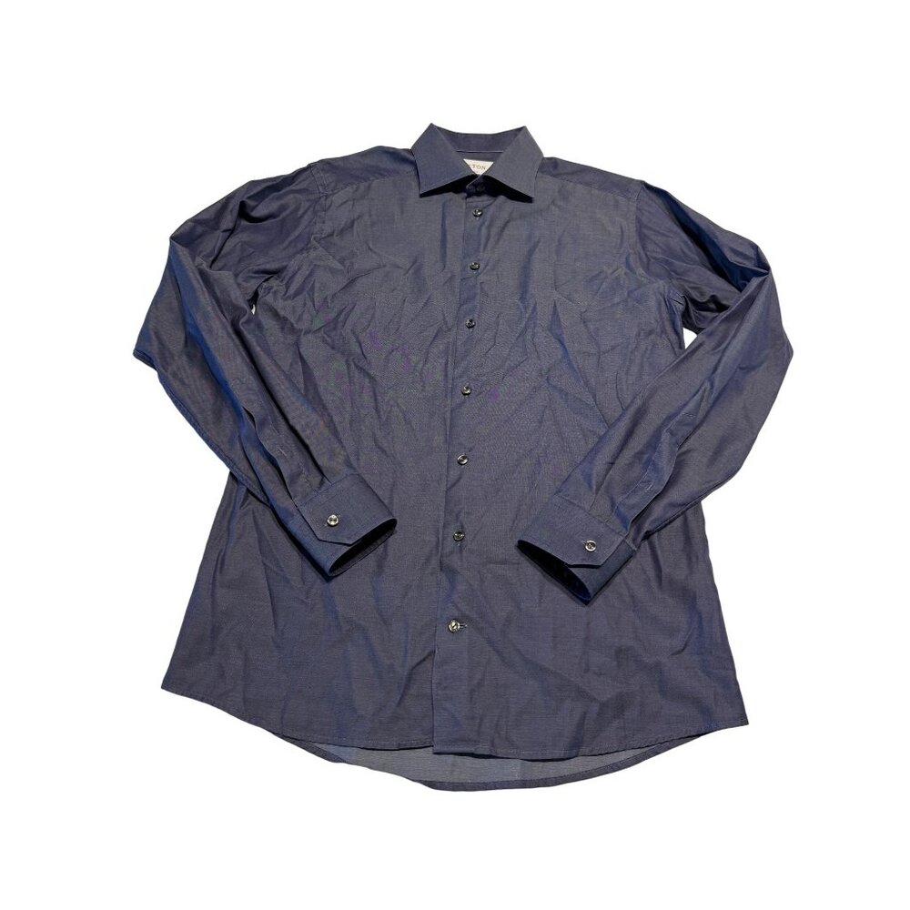 ETON Dark Blue Slim Fit Long Sleeve Button Up Shirt Men's Size 42 16.5